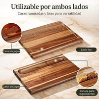 Set Ventajoso: Tabla de Cortar Grande de Doble Cara + Molinillo Redondo de Sal y Pimienta