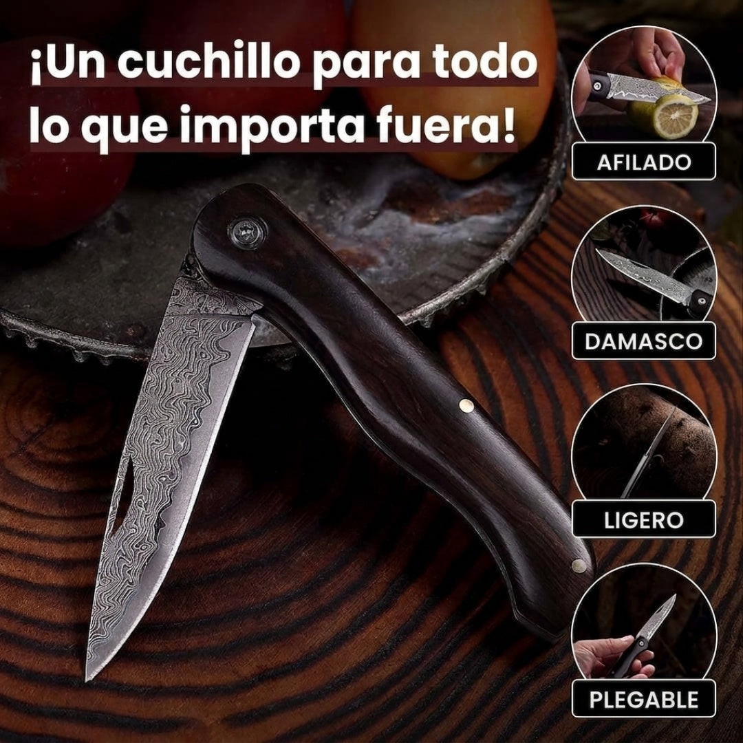 Set de 3 Navajas Premium de Acero de Damasco