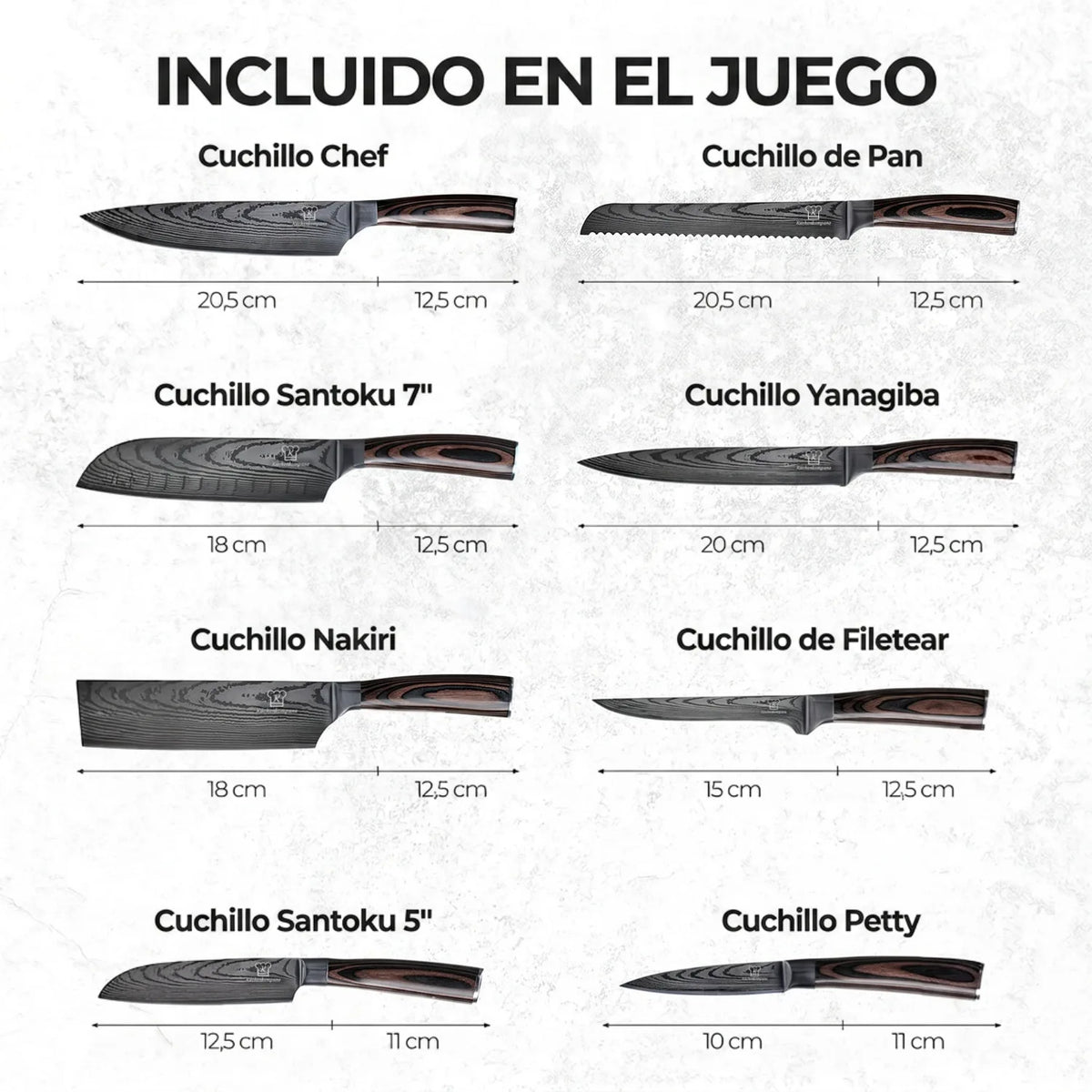 Set de Cuchillos Asiático Premium 8 piezas